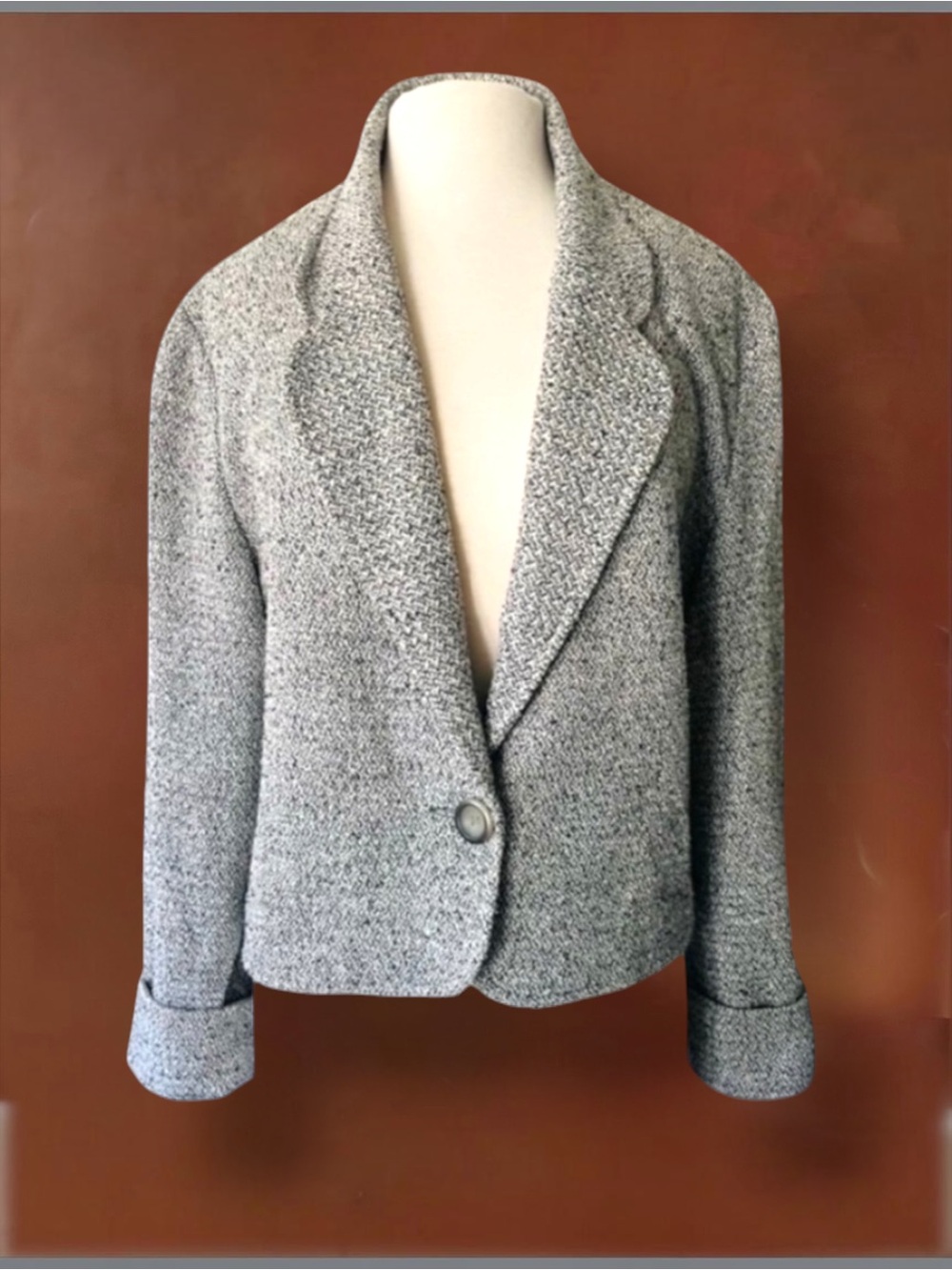 VTG KRIZIA CLASSIC ONE BUTTON CROPPED JACKET SIZE 14